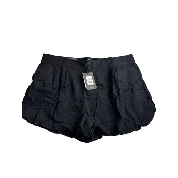 Who What Wear Womens Anthracite Black High Rise Ruffle Hem Shorts 24W Cotton - Picture 1 of 6